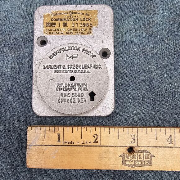 Sargent & Greenleaf G1 Manipulation Proof Lock Backplate S&G 8400 Change Key - Picture 4 of 5